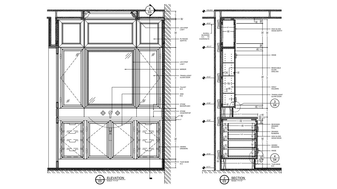 Millwork Shop Drawings for a Cupboard