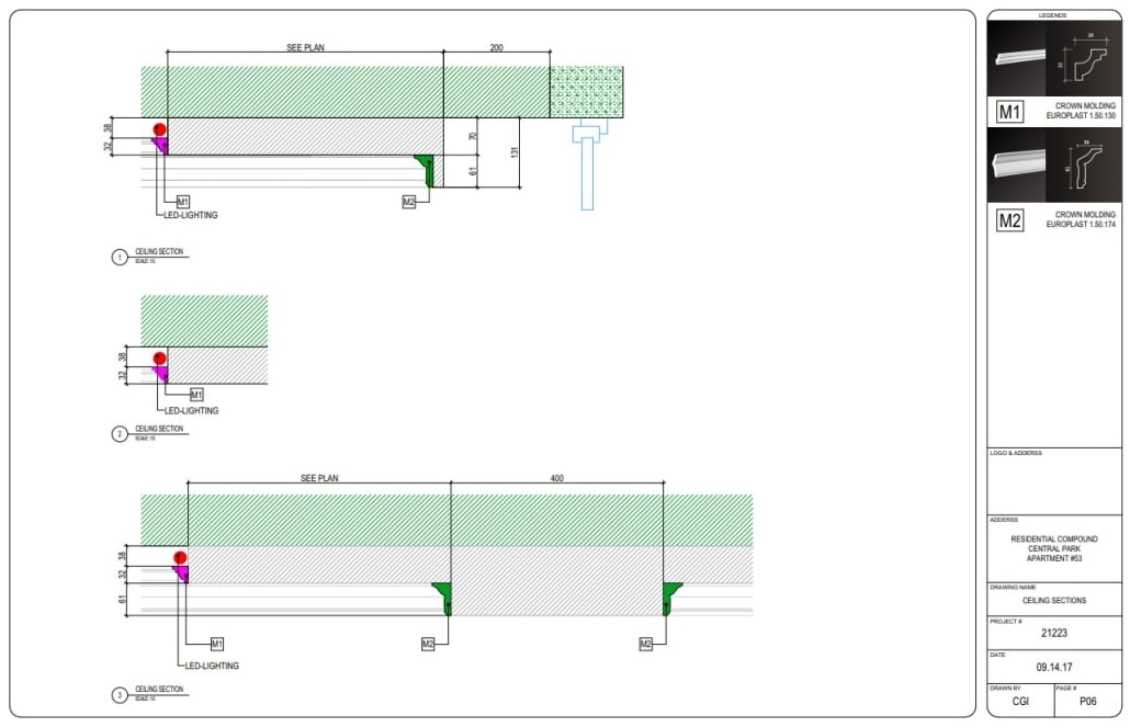 Ceiling Sections for a Residential Interior Design Project