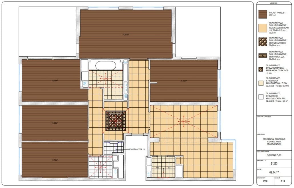 Essential Drawings List: Flooring Layout for an Interior Design Project