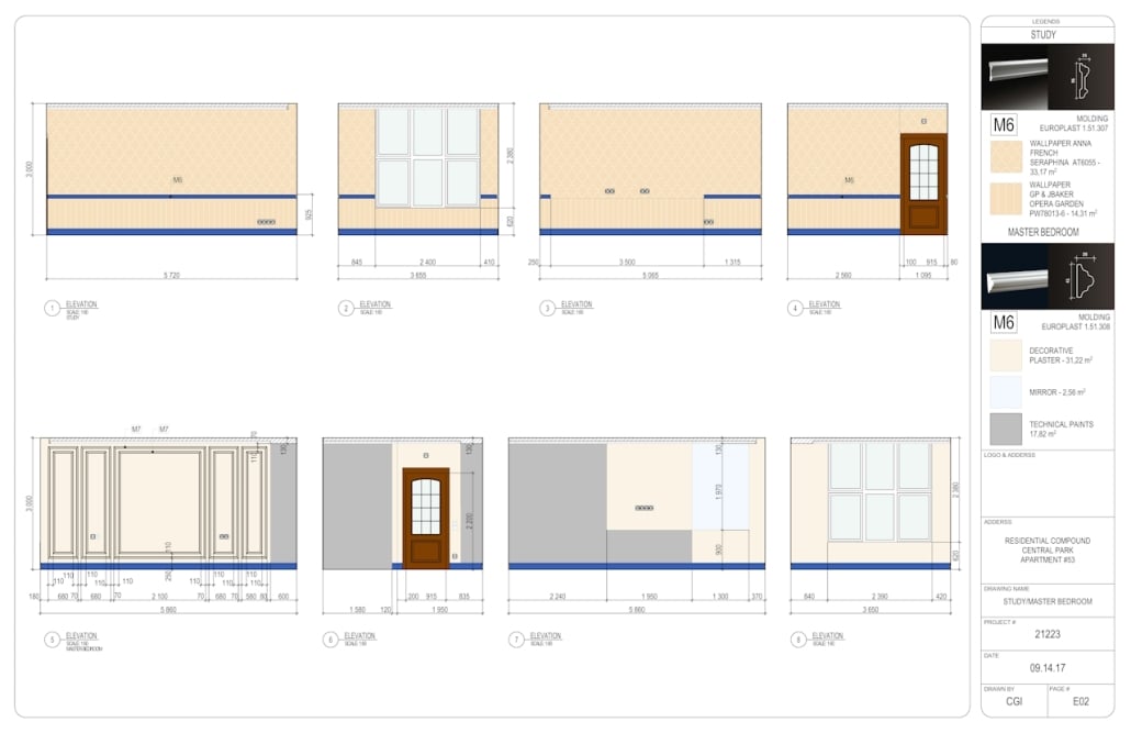 Master Bedroom Elevation Plans for an Interior Design Project