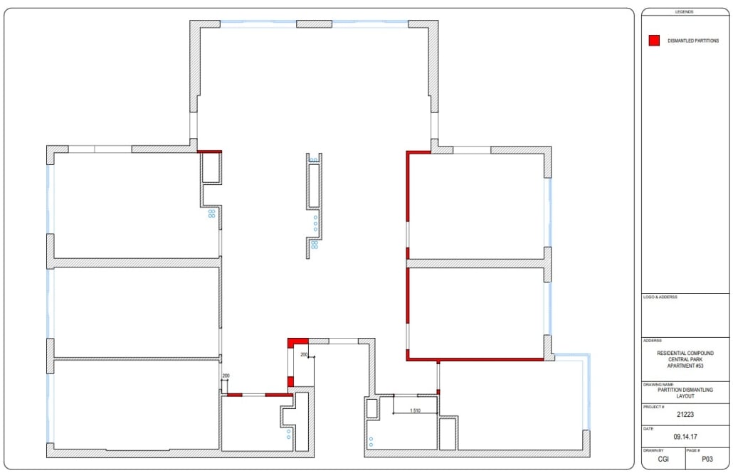 Partitioning Disassembly Scheme as a Part of Interior Design Drawings List