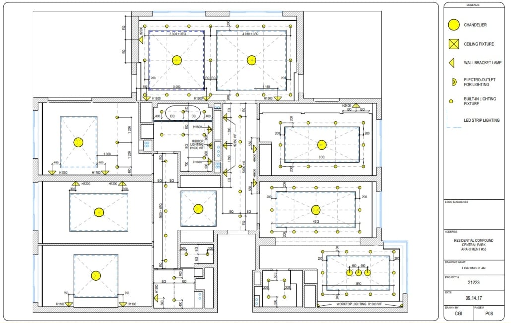 Lighting Layout Drawings for a Residential Interior Design Project