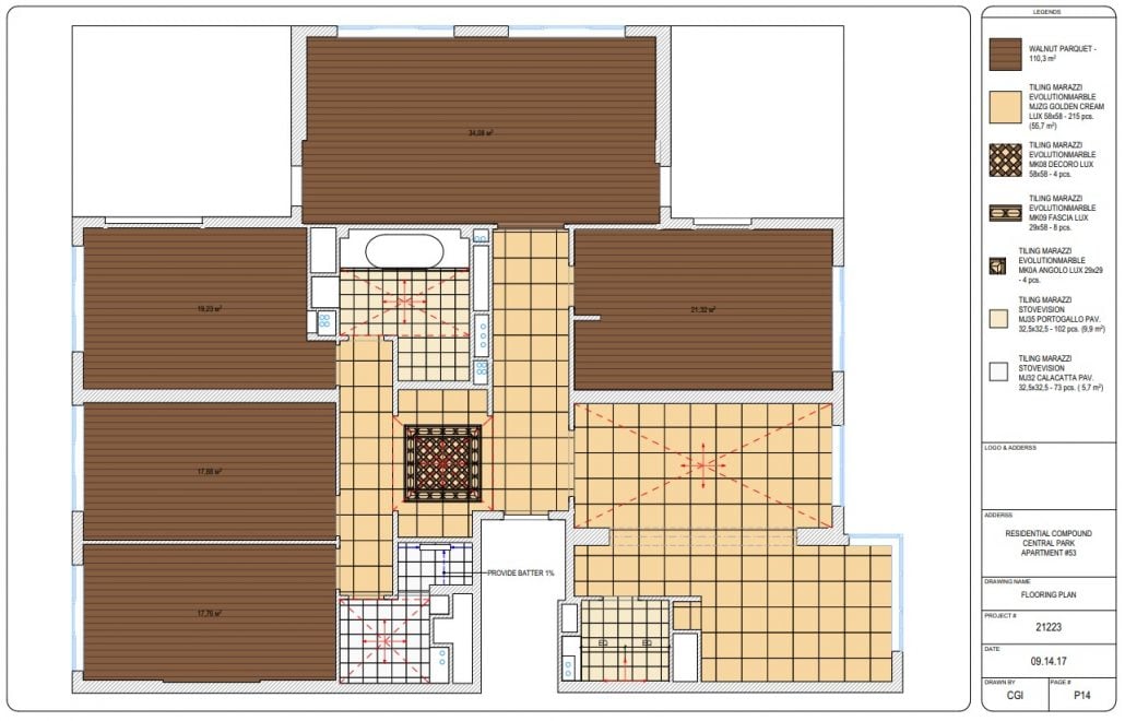 Flooring Layout for a Residential Interior Design Project