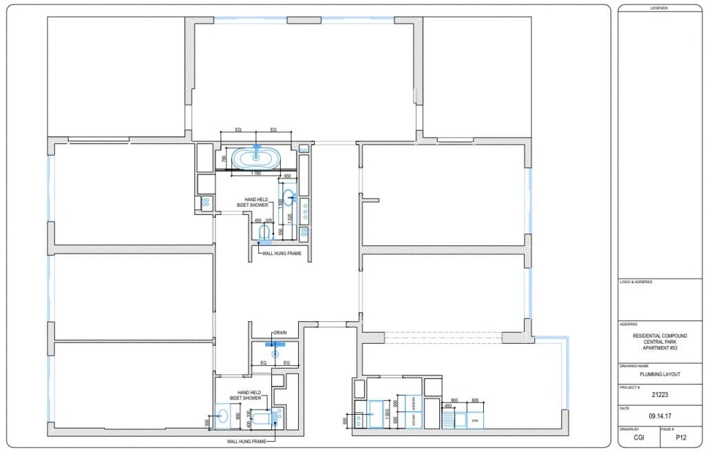 Plumbing Plans for a Residential Interior Design Project