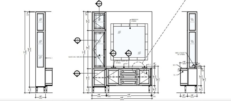 Millwork Drafting for Bathroom Furniture