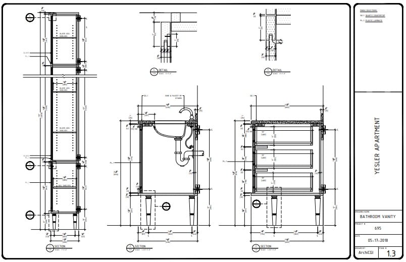 Elevation for a Bathroom Vanity