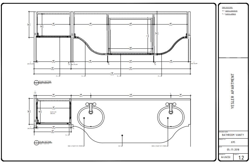 Section Views for a Bathroom Vanity