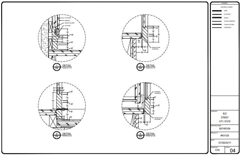 Detail Shop Drawings for a Bathroom Vanity