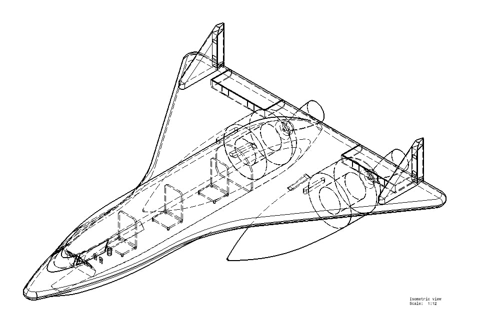 Aeronautical CAD Drawing for a Jet 