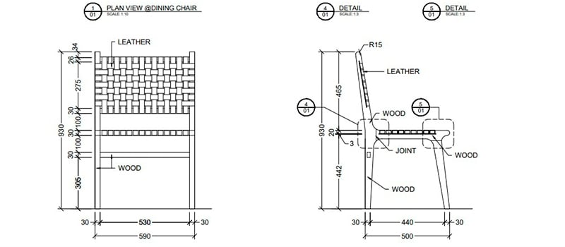 Millwork Shop Drawing for a Chair