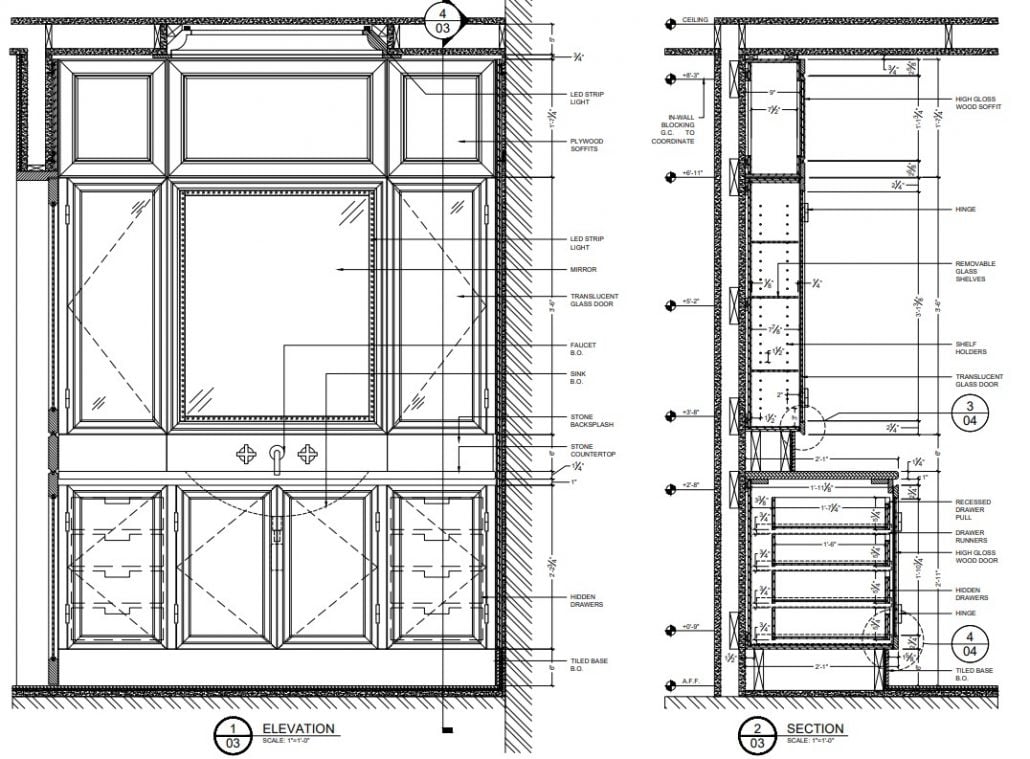 Casework Shop Drawing for Bathroom Racks