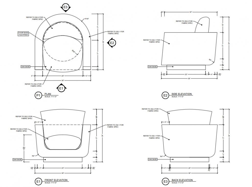 Millwork Shop Drawing for an Armchair