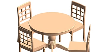 Table and Chairs Revit Families for a Design Project