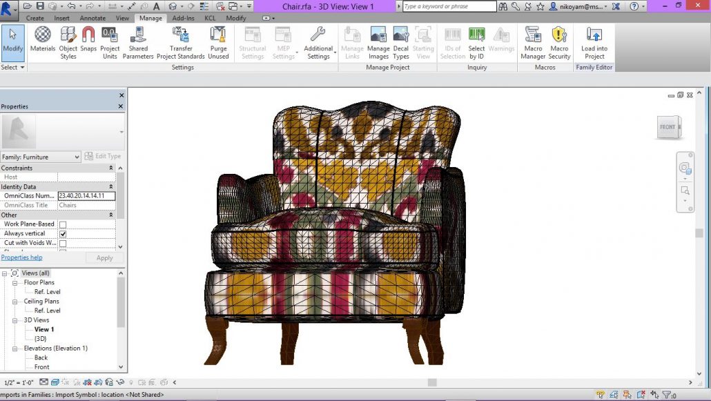 Elegant Armchair Revit Family for a Design Project