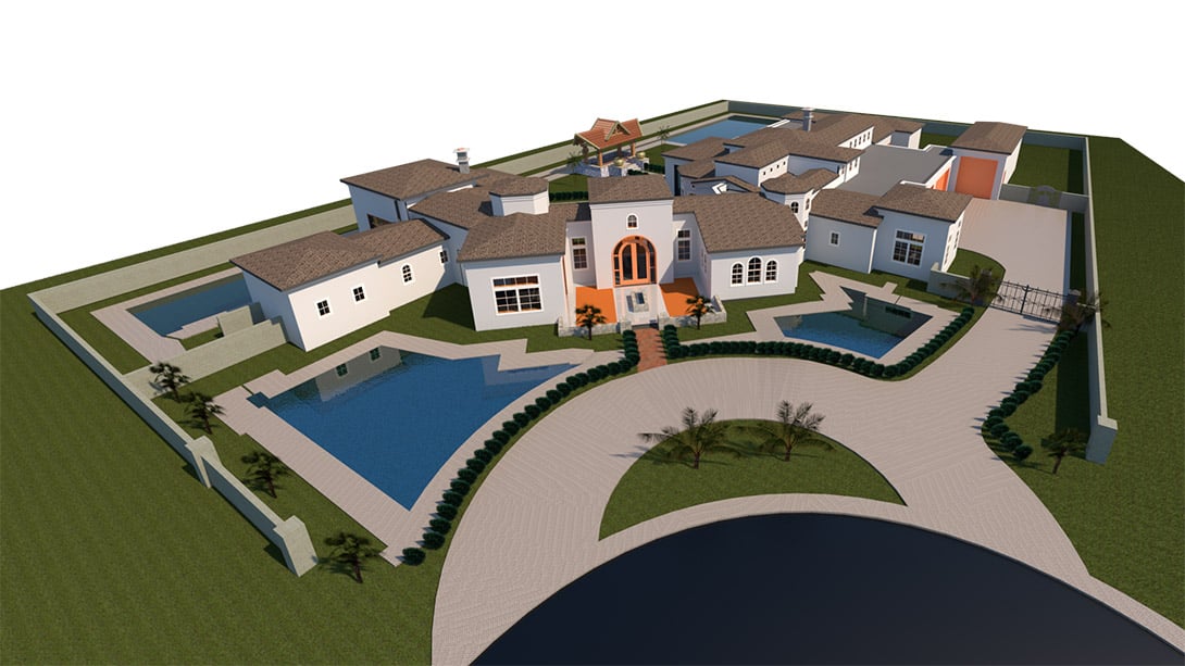 BIM model of a residential complex built during a 3D CAD project