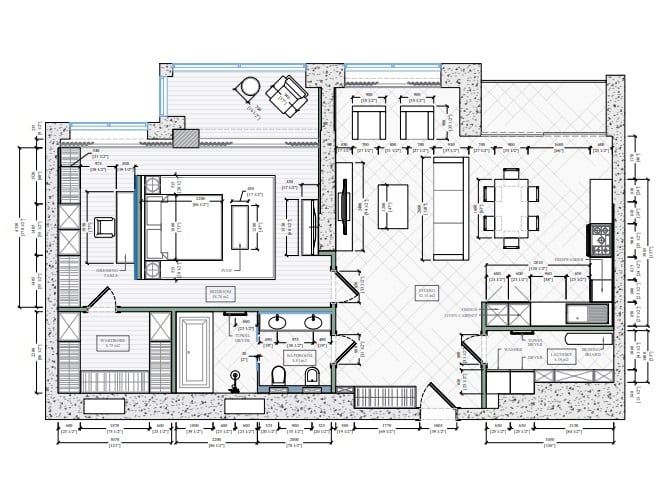 Floor Plans with Furniture Layout for a Drawing Project