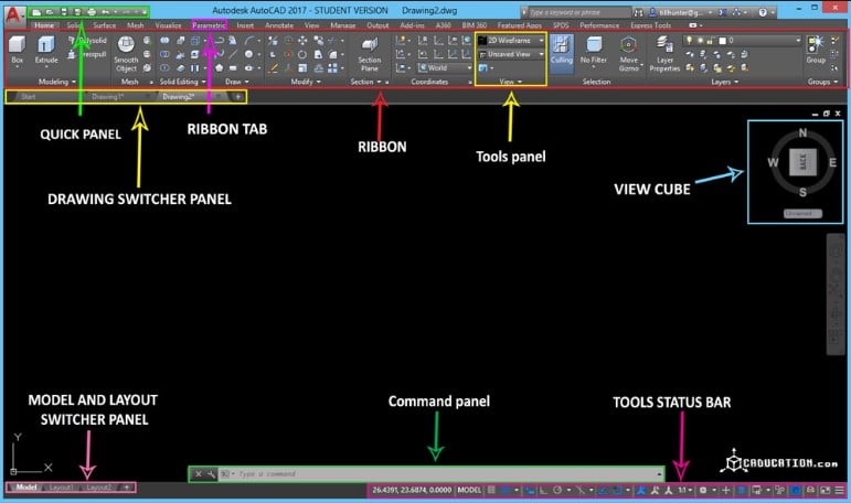 Drafting in AutoCAD and Interface