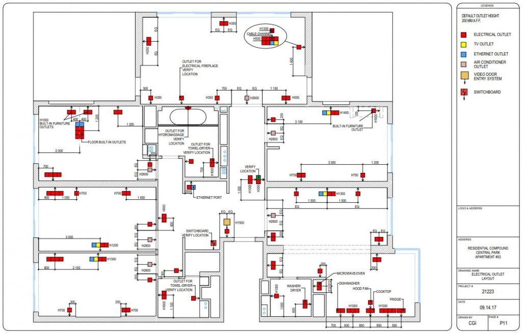 Electric Outlet Layout for a Design Project