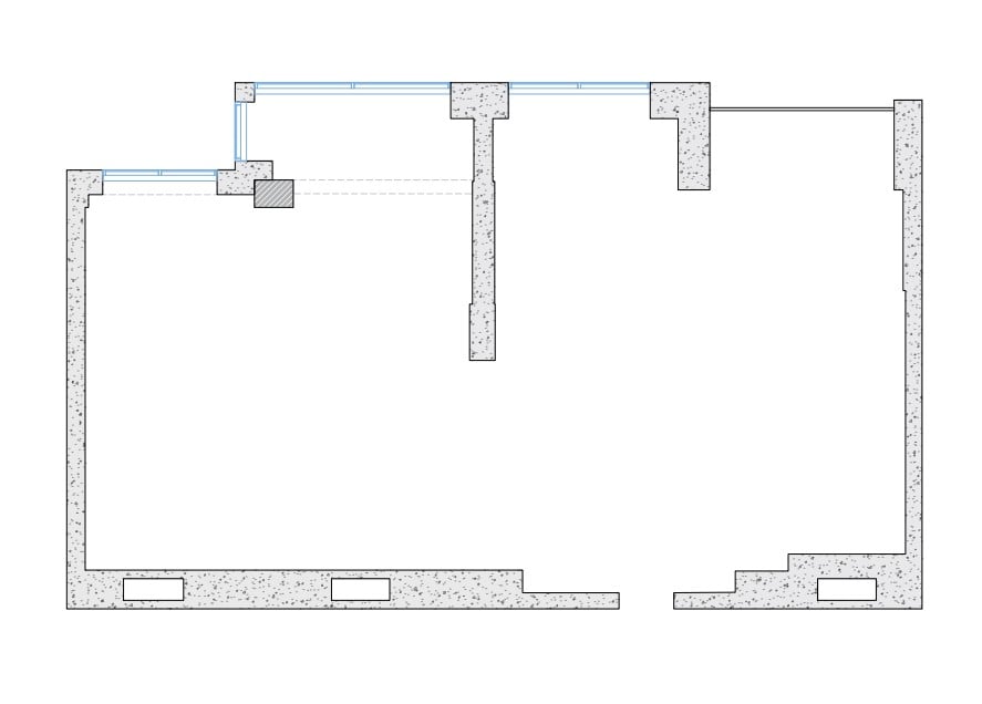 A CAD Drawing of Wall Layout for an Apartment Floor Plan