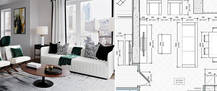 Drafting and Visualization of a Living Room