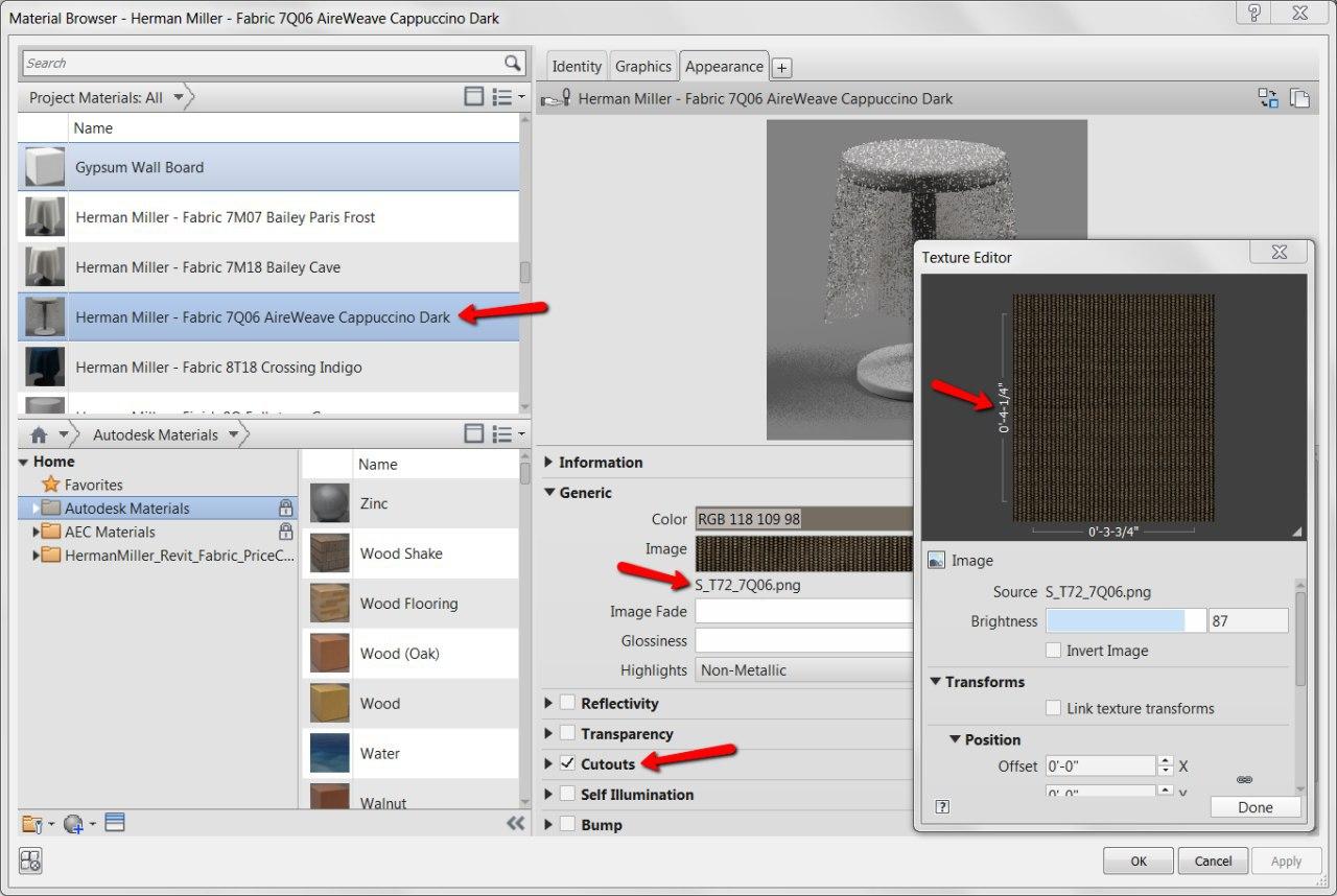 Revit evaluates materials needed for furniture 3d models