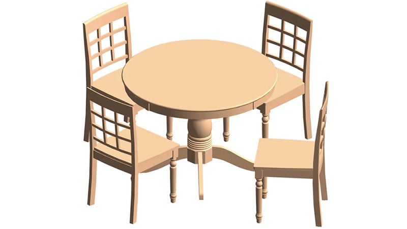 A Table and Chairs for a Dining Set