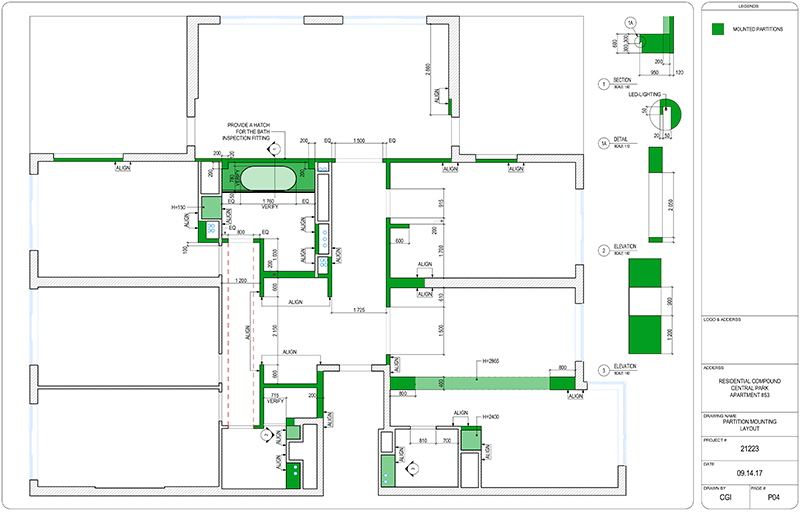 cad for mounted partitions