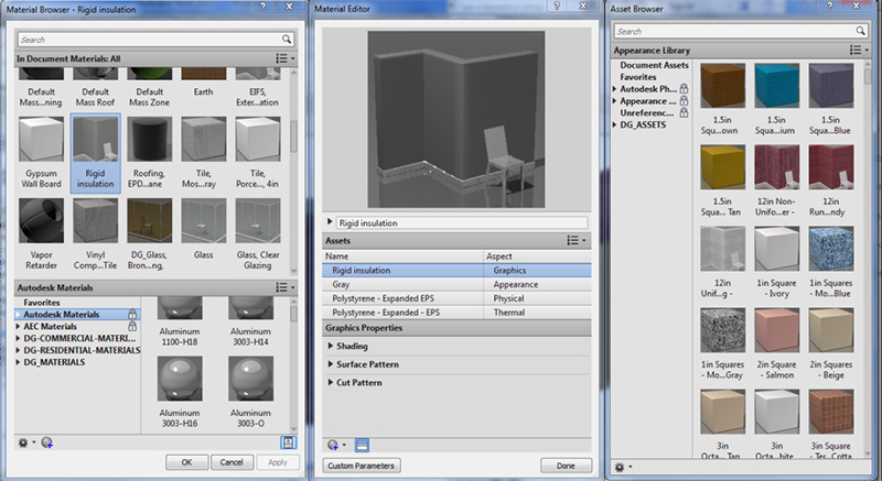 Selecting Revit Materials for 3D Render