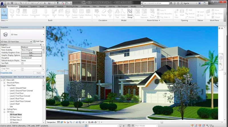 Revit 3D Render of a House 