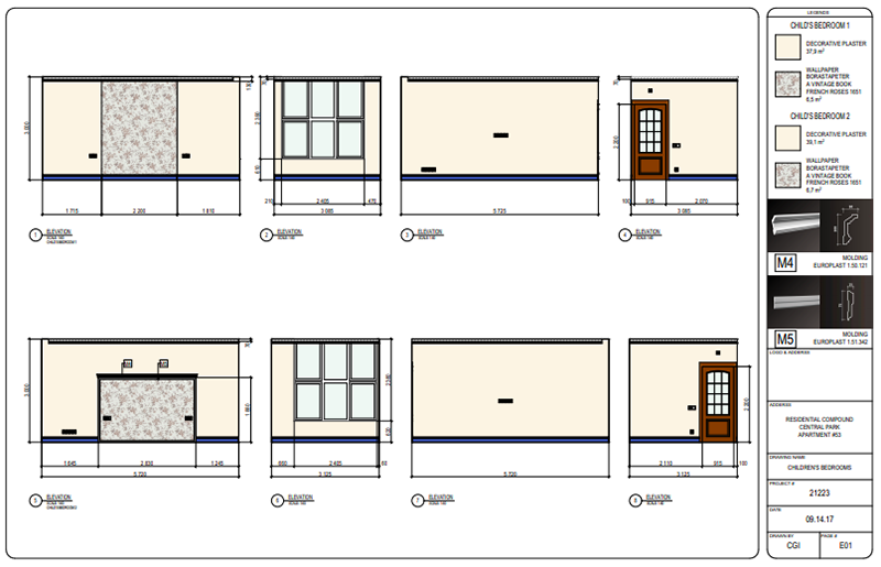 Floor Plans and Elevations with Finishing Materials