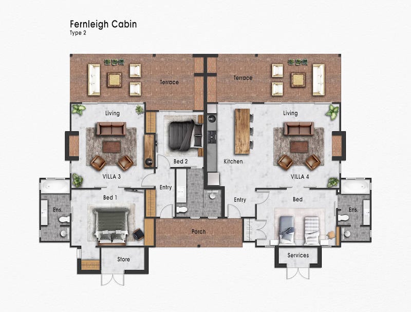 3D Architectural Drawings of a House Design