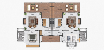 Color 3D Drawing of a Duplex