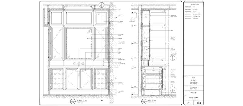 Millwork Shop Drawing for a Bathroom