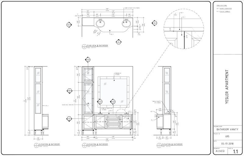 Technical Blueprint for a Bathroom Vanity