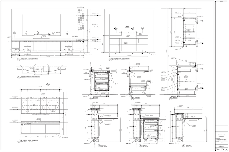 Architecturall Millwork Shop Drawing for a Reception Desk