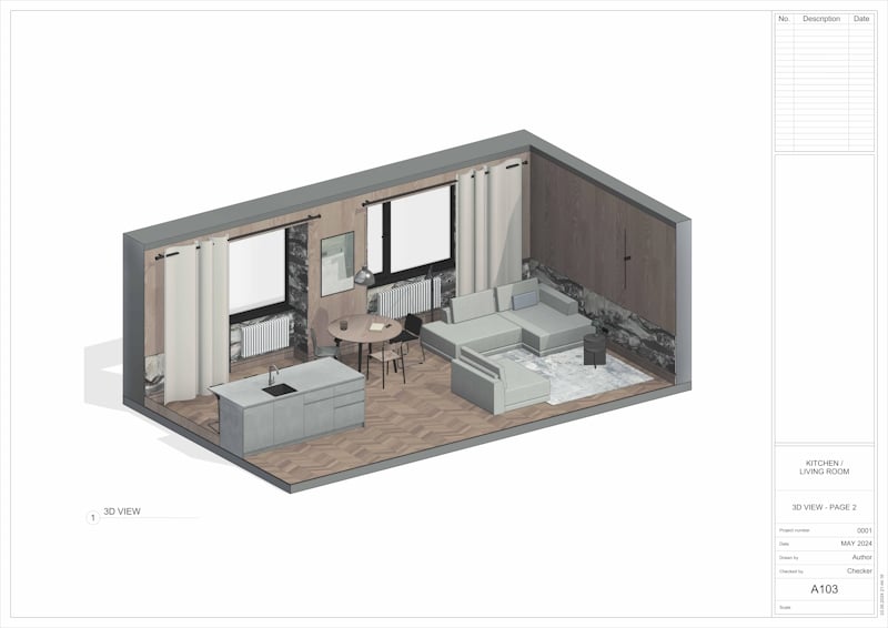 Hotel Suite Living Room Interior in Revit