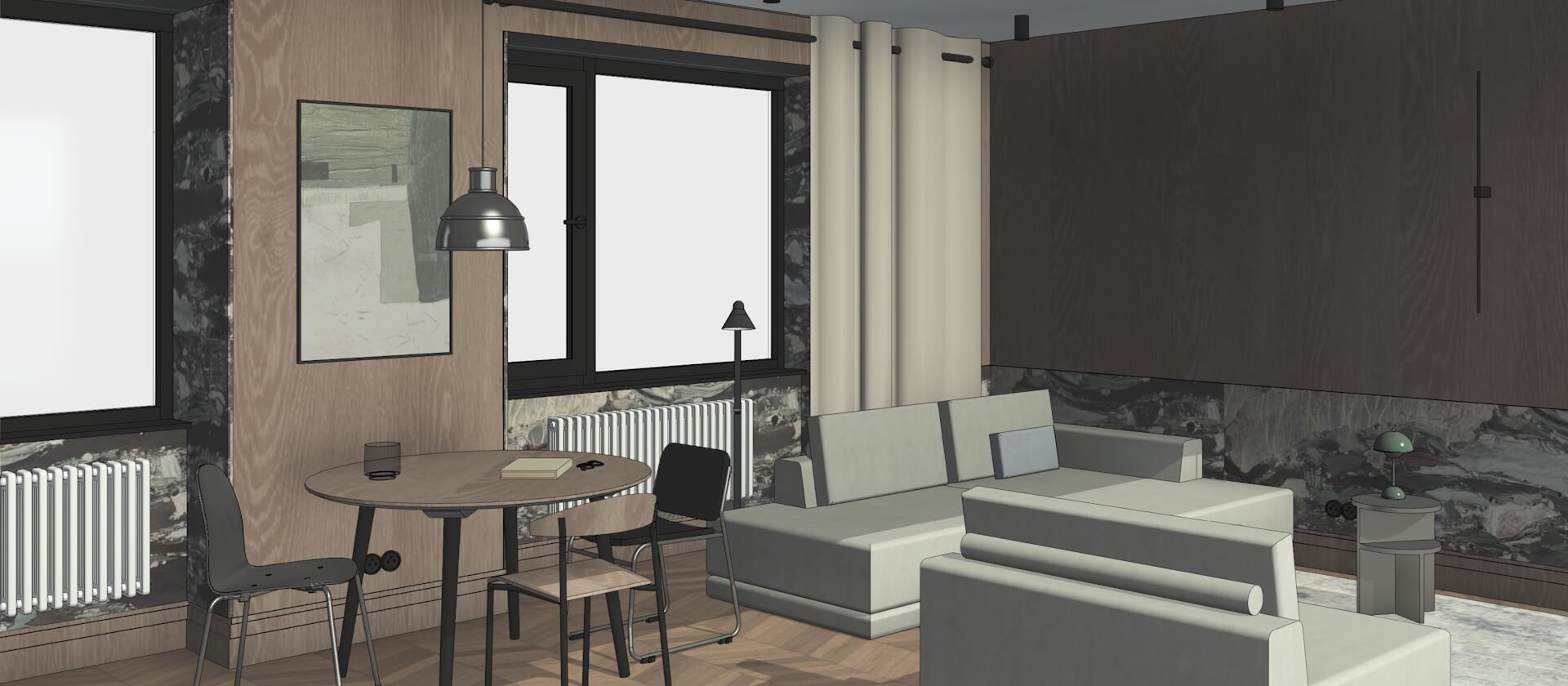 Hotel Suite 3D Interior Scene in Revit