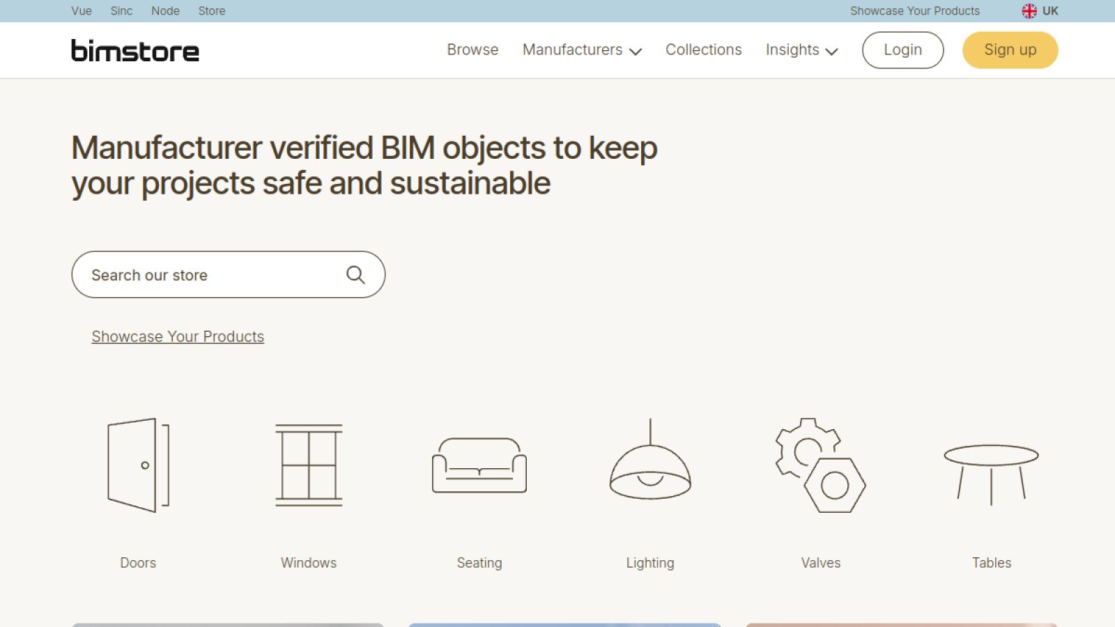 bimstore homepage: manufacturer verified BIM objects