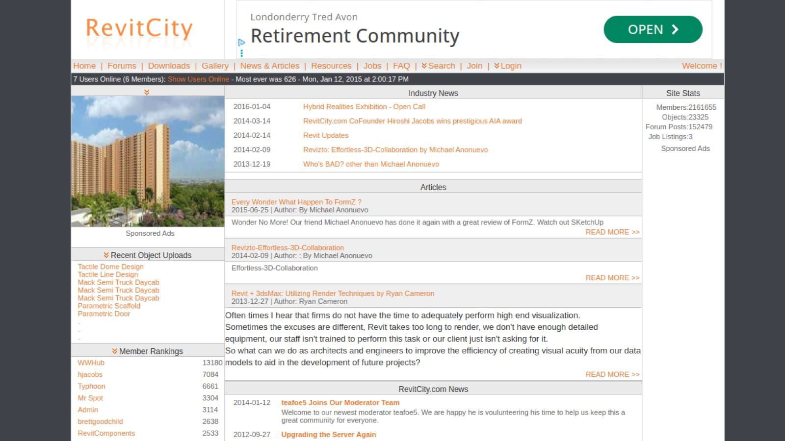 RevitCity website: forums and free Revit family downloads