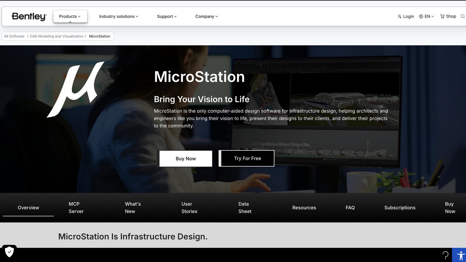 MicroStation by Bentley: paid CAD software for infrastructure projects