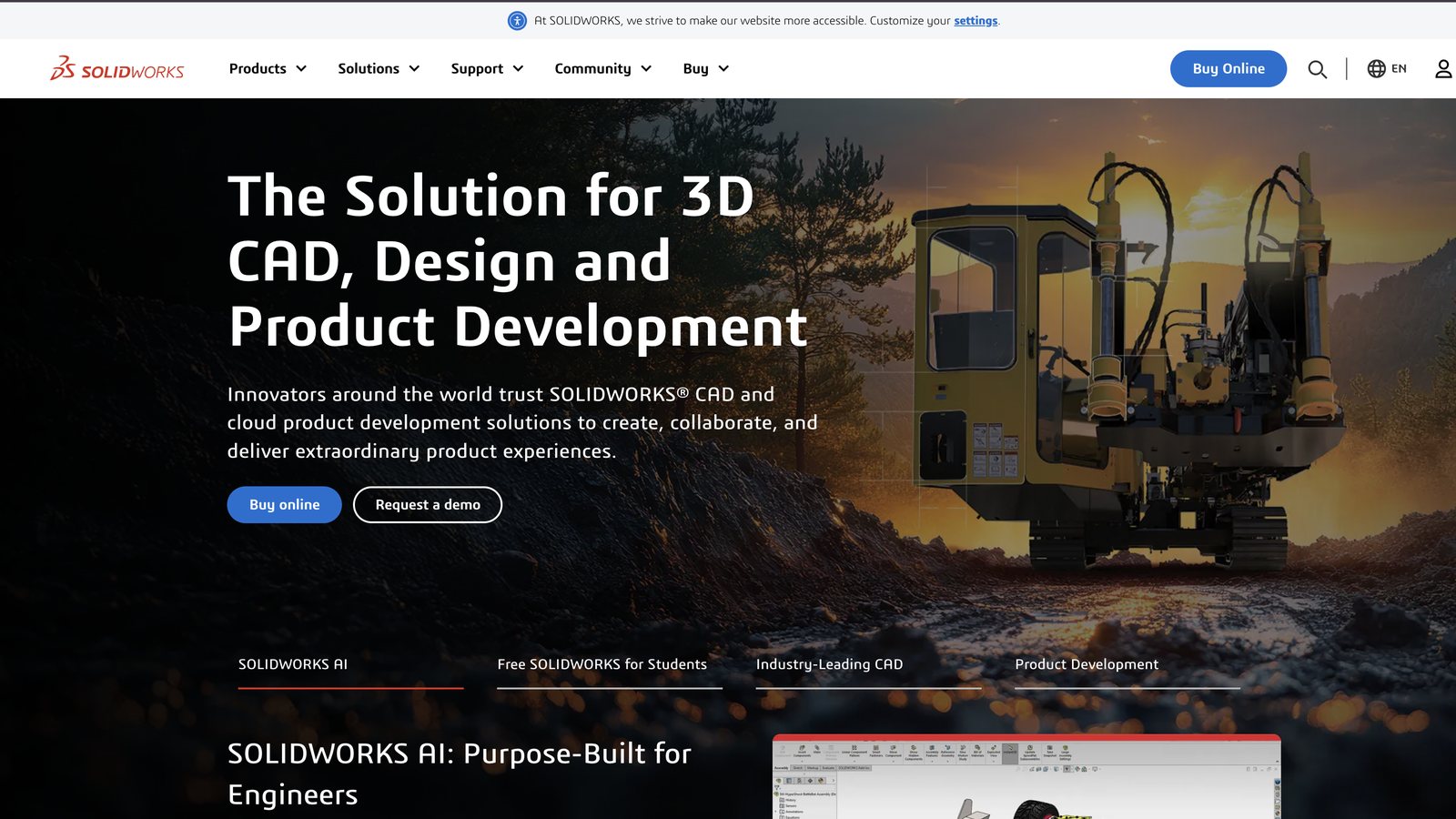 SOLIDWORKS site: paid 3D CAD software for product development