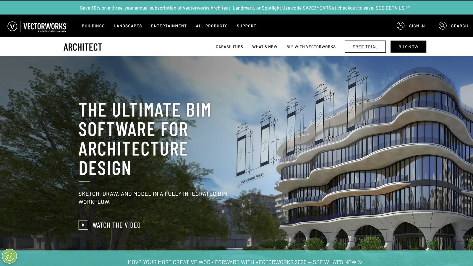 Vectorworks Architect: paid BIM and drafting software for architects