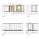 Interior drawings: wall elevations with door and window openings