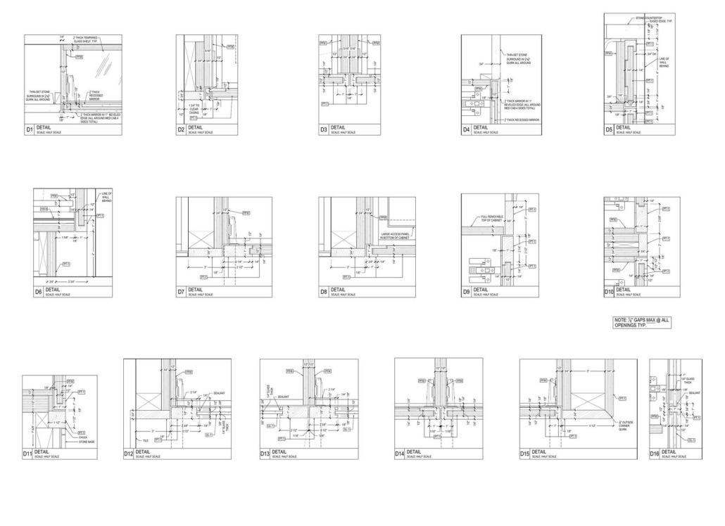Millwork joinery details showing how the parts connect