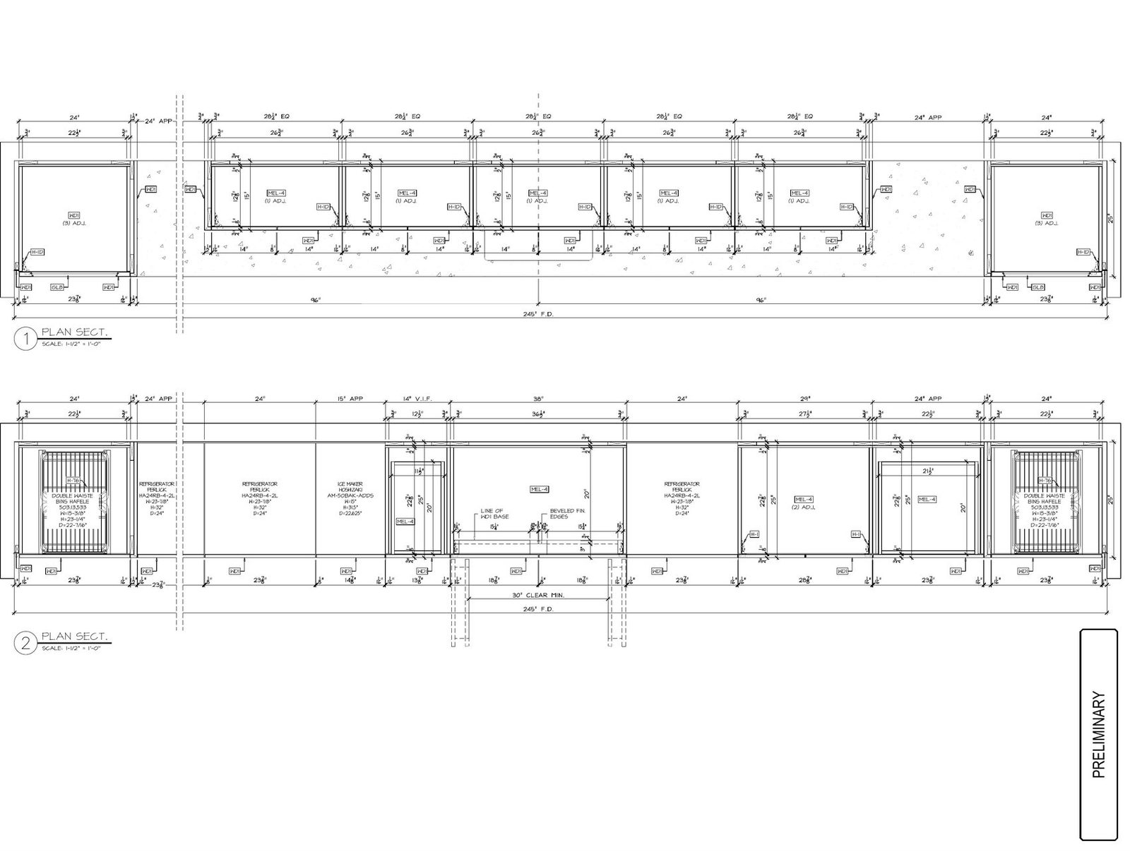 Pantry shop drawings: interior elevations of a full cabinet run